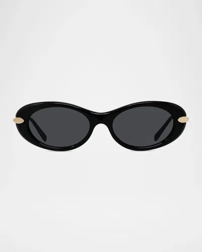 Givenchy Bold 52mm Oval Sunglasses In Shiny Blac
