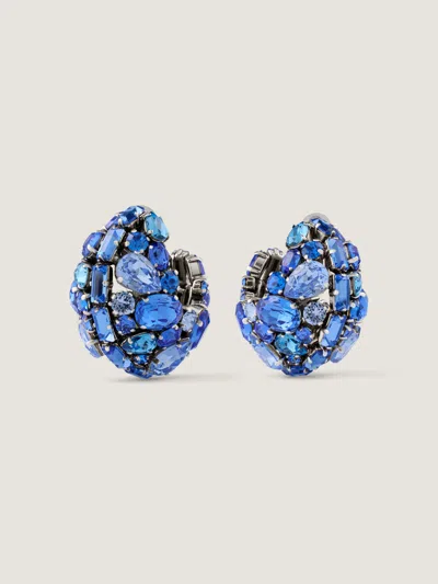 Givenchy Bold Crystals Clip Earrings In Metal And Crystals In Blue