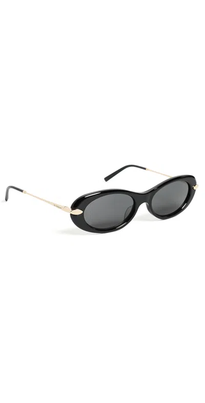 Givenchy Bold Oval Sunglasses Shiny Black / Smoke In Shiny Black  / Smoke