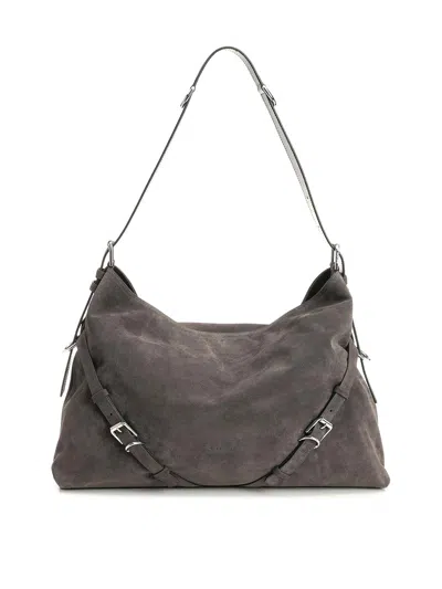 Givenchy Voyou Large Suede Shoulder Bag In Gray