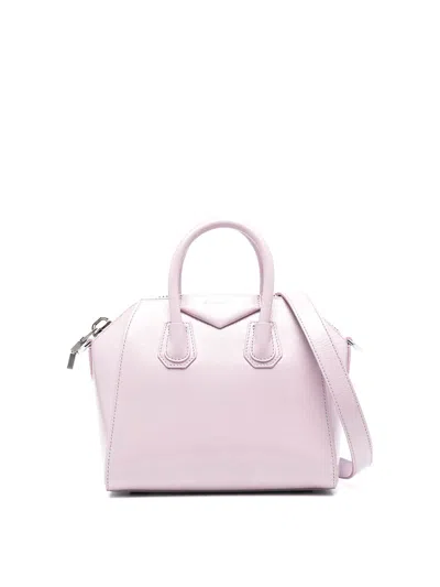 Givenchy Lilac Leather Mini Antigona Satchel In Nude & Neutrals