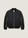 Givenchy Bomber En Satin Et Cuir Nappa In Blue
