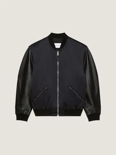 Givenchy Bomber En Satin Et Cuir Nappa In Blue