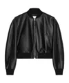 Givenchy Lambskin Cropped Bomber Jacket In Black