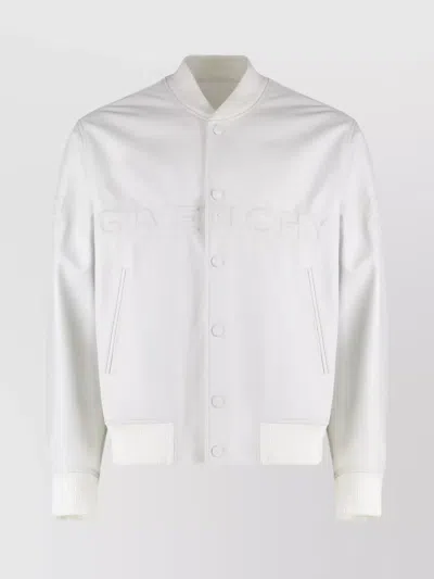 Givenchy Men's Lambskin Bomber Jacket In White