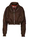 Givenchy Cropped Bomber Jacket With High Collar And Front Zip Closure In Brown