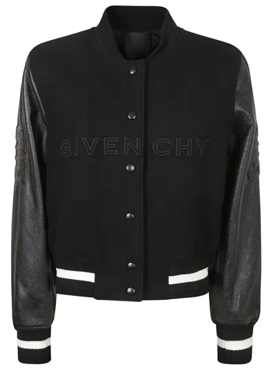 Givenchy Bomber-style Coat With Leather Sleeves