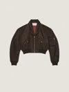 Givenchy Bomber With Zipped Shawl Collar In Nylon In Brown