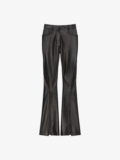 Givenchy Boot Cut Trousers In Leather With Slits In Black