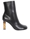 Givenchy Black G Cube Ankle Boots With Gold-tone Logo Heel Black In Leather Woman In Black