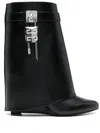Givenchy Shark Lock Biker Ankle Boots In Leather And Shearling In Black