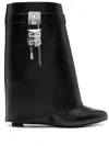 Givenchy Shark Lock 90 Leather Ankle Boots Shoes In Black