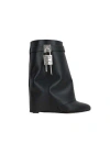 Givenchy Draped Design Black Boots With Pointed Toe And Signature Buckle In Black
