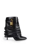 Givenchy Women Black Nappa Leather Shark Lock Stiletto Ankle Boots In Black