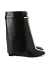Givenchy Women Black Ankle Boots With Wedge Heels And Logo Plaque On The Side In Leather Woman In Black