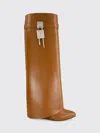 Givenchy Leather Shark Lock Knee High Boots 90 In Brown
