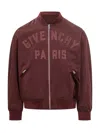 Givenchy Bordeaux Bomber Jacket With Embroidered  Logo In Red