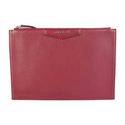 Pre-owned Givenchy Bordeaux Leather Clutch Bag Pouch ()