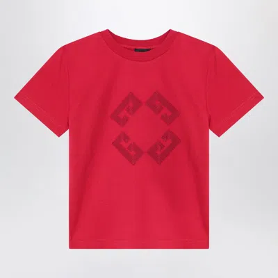 Givenchy Kids' Bordeaux T-shirt With Embroidered Logo In Red