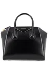 Givenchy Antigona Small Black Handbag With Laminated Logo In Hammered Leather Woman In Black