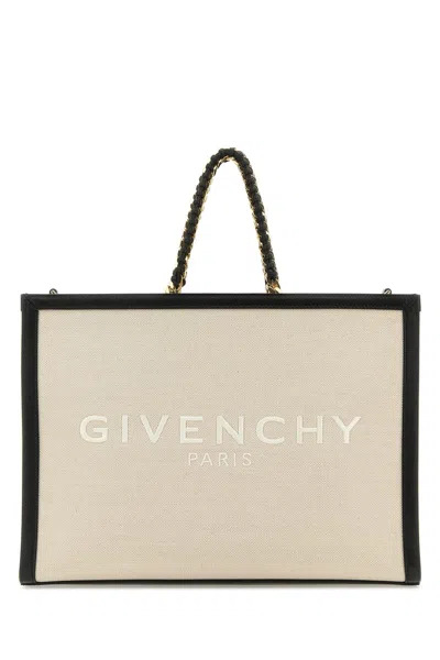 GIVENCHY GIVENCHY TWO-TONE CANVAS AND LEATHER MEDIUM G-TOTE HANDBAG