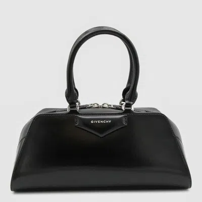 GIVENCHY GIVENCHY BLACK LEATHER ANTIGONA EAST-WEST TOP HANDLE BAG