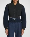 Givenchy Boucle-sleeves Crop Varsity Jacket In Charcoal