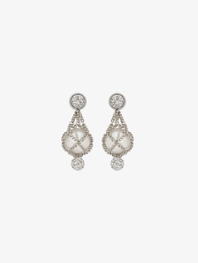 Givenchy Boucles D'oreilles Pearling En Métal, Perles Et Cristaux In Metallic