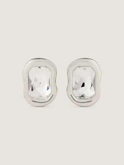 Givenchy Boucles D'oreilles Sculptural Crystal En Métal Et Cristaux In Gray