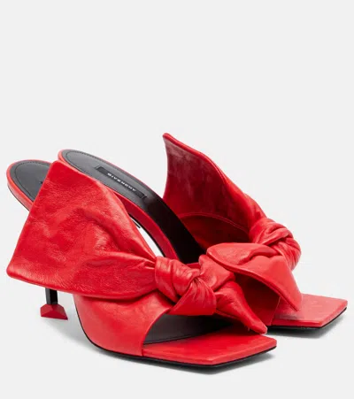 Givenchy Boudoir Bow Leather Mules In Red