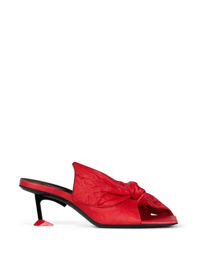 Givenchy Boudoir Heeled Mules In Nappa Leather With Bow In Red
