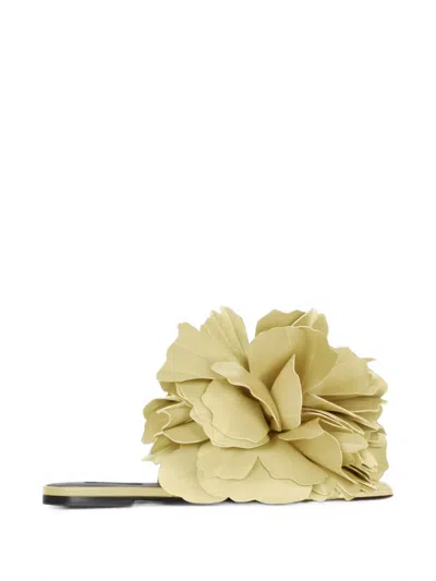 Givenchy Flache Boudoir Mules Aus Leder Mit Rosenblüten In Gelb