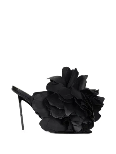 Givenchy Boudoir Heeled Mules In Leather With Rose Petals In Black