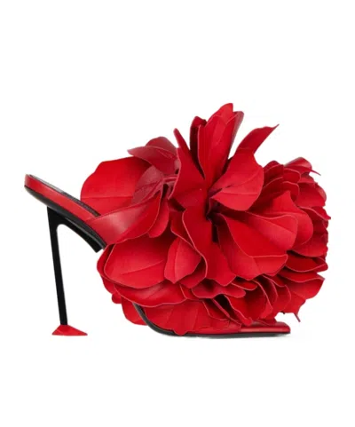 Givenchy Boudoir Heeled Mules In Leather With Rose Petals In Cinnabar