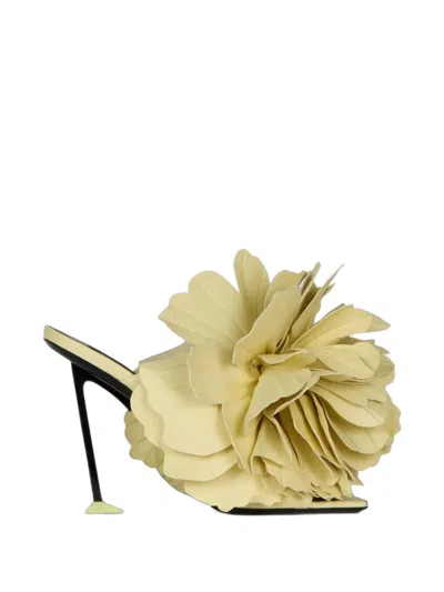 Givenchy Boudoir Heeled Mules In Leather With Rose Petals In Gelb