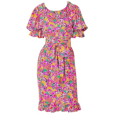 Pre-owned Givenchy Boutique Tropical Fruit Pattern Dress In Sand