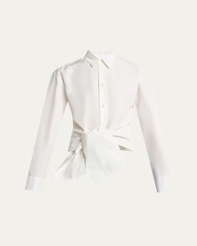 Givenchy Bow Button Down Wrap Blouse In Off White
