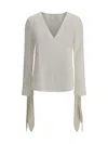 Givenchy Silk V-necked Blouse In Off White