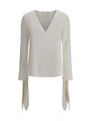 Givenchy Blouse With Bows In Poplin And 4g Embroidery In Off White