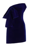 Givenchy Bustier Dress In Velvet With Oversized Bow In Navy