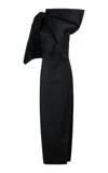 Givenchy Big Bow Satin Backless Halter Midi Dress In Black
