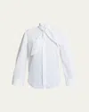 Givenchy Bow Neck Cotton-poplin Button-down Shirt In White