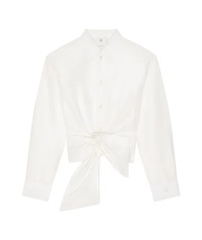 Givenchy Bow Shirt In Taffetas With 4g Detail In Blanc Cassé