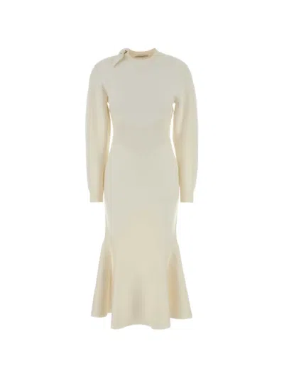 Givenchy Bow-detail Fluted Midi Dress In Neutral