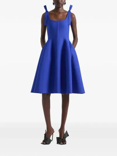 Givenchy Midi Dress In Compact Knit With Bows In Blue