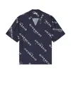 Givenchy Convertible-collar Logo-print Silk-twill Shirt In Blue