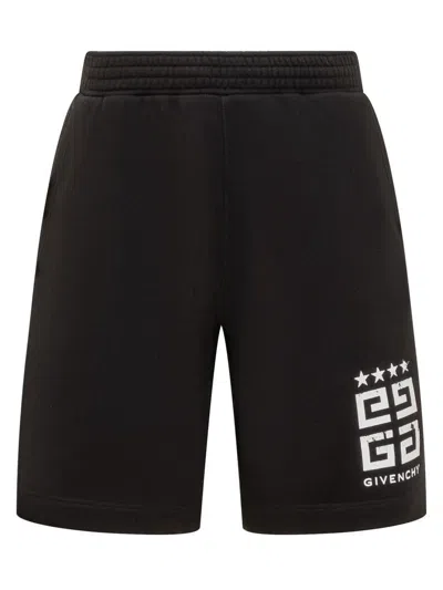 Givenchy 4g Printed Cotton Shorts In Black
