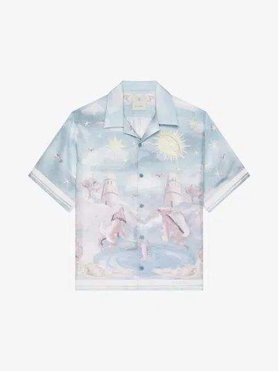 Givenchy Boxy Fit Printed Shirt In Silk In Red
