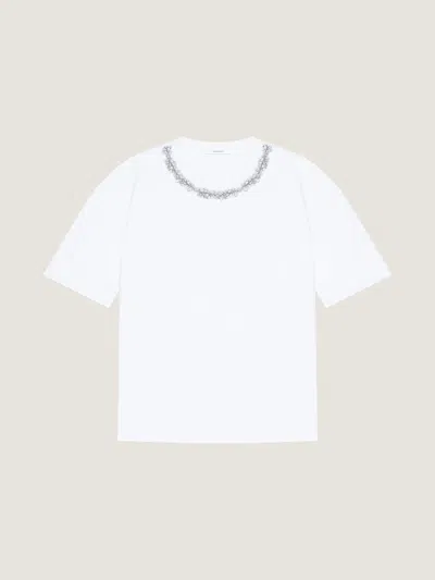 Givenchy Boxy Fit T-shirt In Cotton With Crystals In White