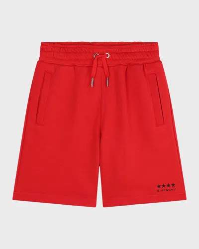 Givenchy Kids' 4g-print Cotton Track Shorts In Bright Red